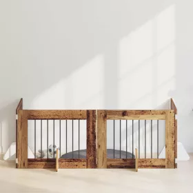    Kutyakerítés állványokkal 4 pcs Antik Fa 80 x 60 cm Szerelt Fa