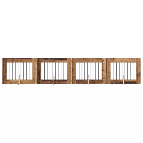  Kutyakerítés állványokkal 4 pcs Antik Fa 80 x 60 cm Szerelt Fa