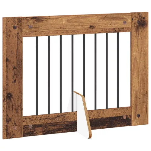  Kutyakerítés állványokkal 4 pcs Antik Fa 80 x 60 cm Szerelt Fa