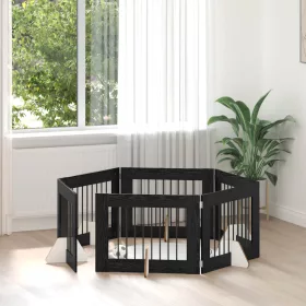   Kutyakerítés állványokkal 6 pcs Fekete Tölgy 80 x 60 cm
