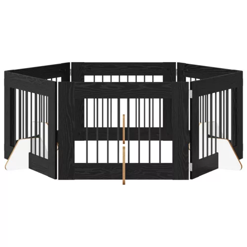  Kutyakerítés állványokkal 6 pcs Fekete Tölgy 80 x 60 cm