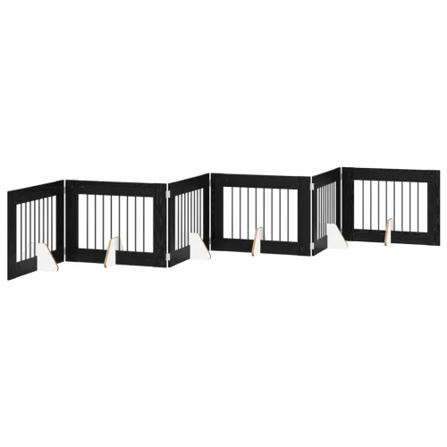  Kutyakerítés állványokkal 6 pcs Fekete Tölgy 80 x 60 cm