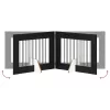  Kutyakerítés állványokkal 6 pcs Fekete Tölgy 80 x 60 cm