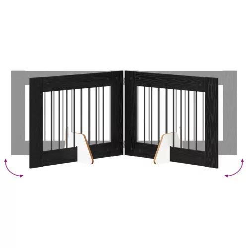  Kutyakerítés állványokkal 6 pcs Fekete Tölgy 80 x 60 cm