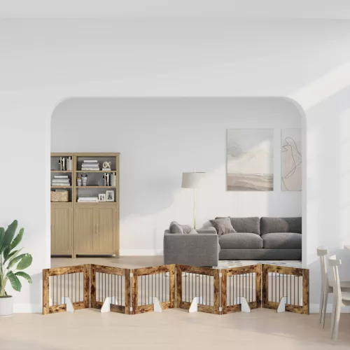  Kutyakerítés állványokkal 6 pcs Füstös Tölgy 80 x 60 cm