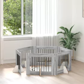    Kutyakerítés állványokkal 6 pcs Szürke Sonoma 80 x 60 cm