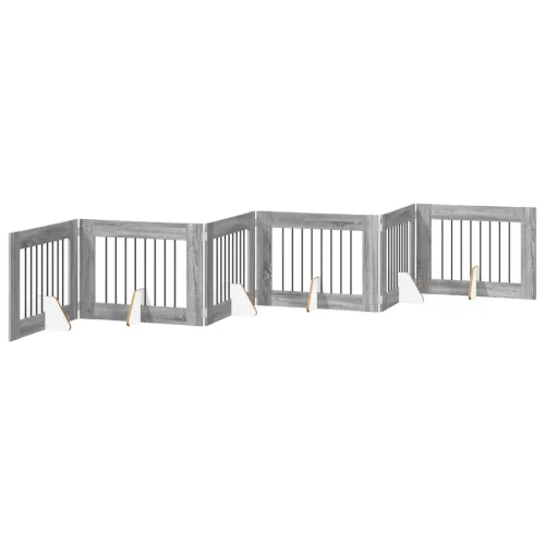  Kutyakerítés állványokkal 6 pcs Szürke Sonoma 80 x 60 cm