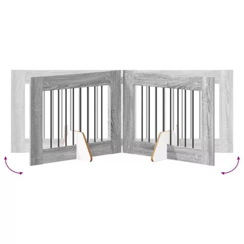  Kutyakerítés állványokkal 6 pcs Szürke Sonoma 80 x 60 cm