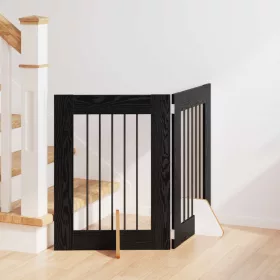    Kutyakerítés állványokkal 2 pcs Fekete Tölgy 60 x 60 cm