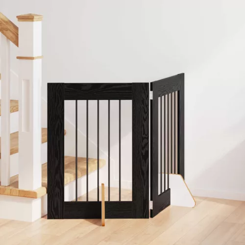  Kutyakerítés állványokkal 2 pcs Fekete Tölgy 60 x 60 cm