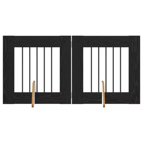  Kutyakerítés állványokkal 2 pcs Fekete Tölgy 60 x 60 cm