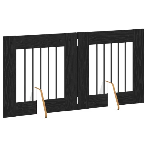  Kutyakerítés állványokkal 2 pcs Fekete Tölgy 60 x 60 cm