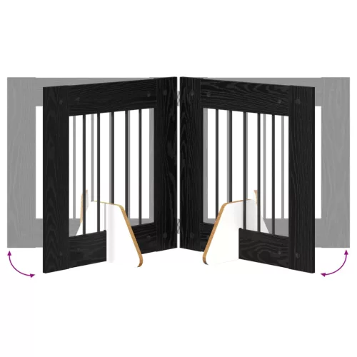  Kutyakerítés állványokkal 2 pcs Fekete Tölgy 60 x 60 cm