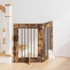  Kutyakerítés állványokkal 2 pcs Füstös Tölgy 60 x 60 cm