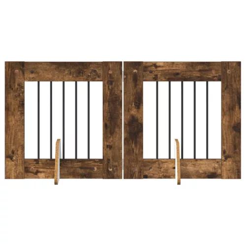  Kutyakerítés állványokkal 2 pcs Füstös Tölgy 60 x 60 cm