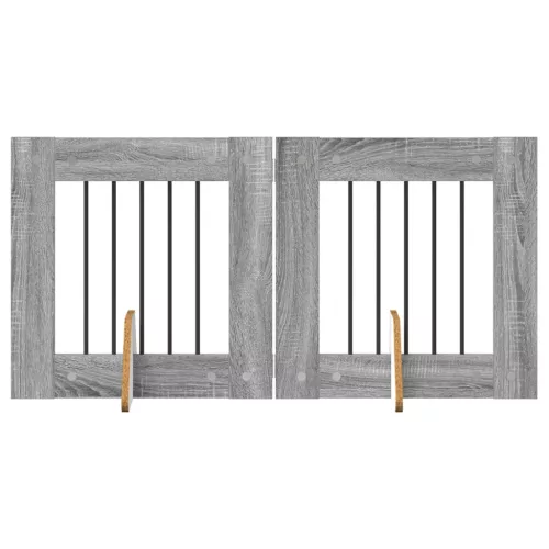  Kutyakerítés állványokkal 2 pcs Szürke Sonoma 60 x 60 cm