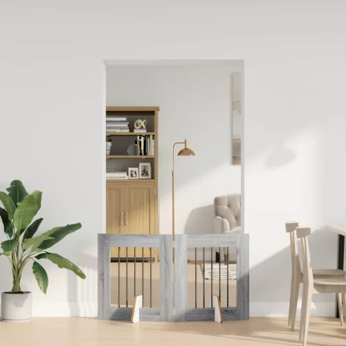 Kutyakerítés állványokkal 2 pcs Szürke Sonoma 60 x 60 cm