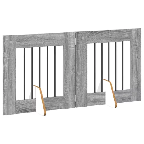  Kutyakerítés állványokkal 2 pcs Szürke Sonoma 60 x 60 cm