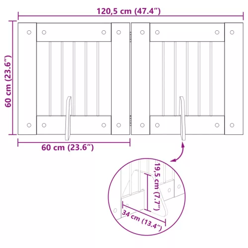  Kutyakerítés állványokkal 2 pcs Szürke Sonoma 60 x 60 cm