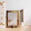  Kutyakerítés állványokkal 2 pcs Antik Fa 60 x 60 cm Szerelt Fa