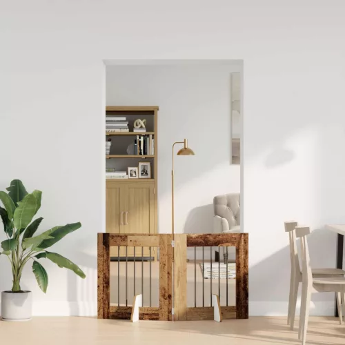  Kutyakerítés állványokkal 2 pcs Antik Fa 60 x 60 cm Szerelt Fa