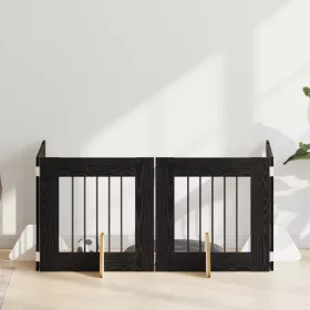    Kutyakerítés állványokkal 4 pcs Fekete Tölgy 60 x 60 cm