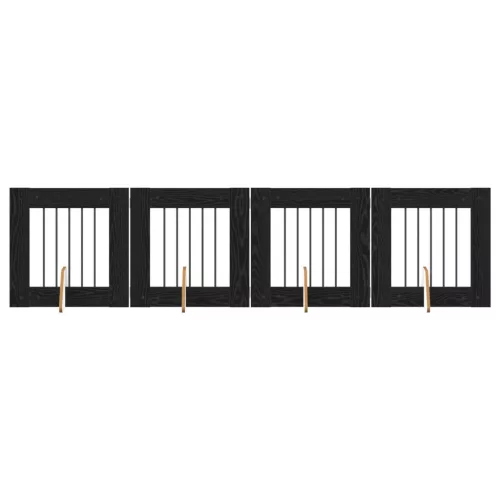  Kutyakerítés állványokkal 4 pcs Fekete Tölgy 60 x 60 cm