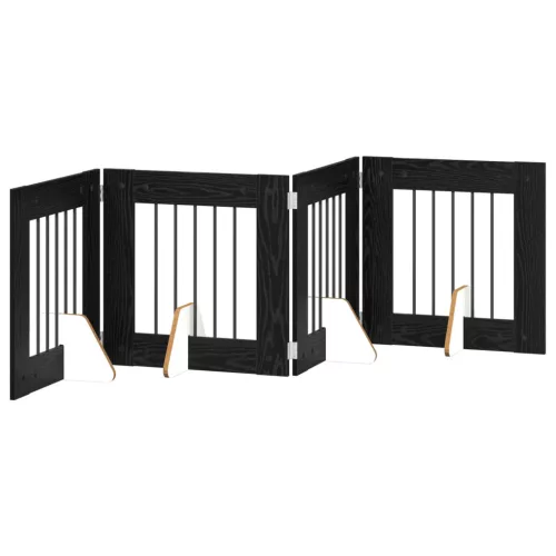  Kutyakerítés állványokkal 4 pcs Fekete Tölgy 60 x 60 cm