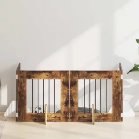    Kutyakerítés állványokkal 4 pcs Füstös Tölgy 60 x 60 cm