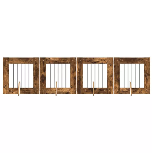  Kutyakerítés állványokkal 4 pcs Füstös Tölgy 60 x 60 cm