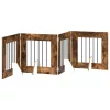  Kutyakerítés állványokkal 4 pcs Füstös Tölgy 60 x 60 cm