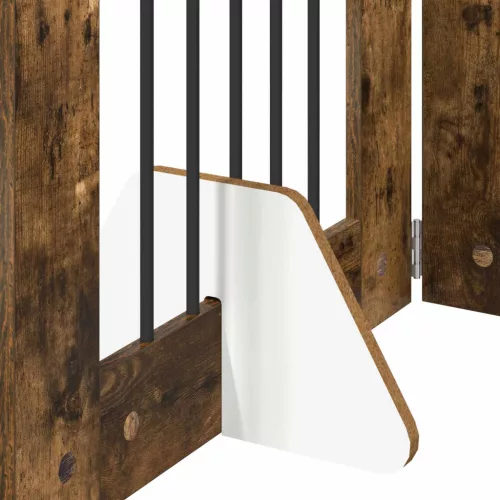  Kutyakerítés állványokkal 4 pcs Füstös Tölgy 60 x 60 cm