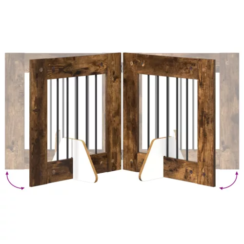  Kutyakerítés állványokkal 4 pcs Füstös Tölgy 60 x 60 cm