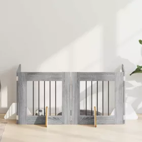    Kutyakerítés állványokkal 4 pcs Szürke Sonoma 60 x 60 cm