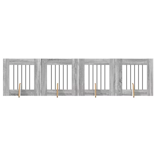  Kutyakerítés állványokkal 4 pcs Szürke Sonoma 60 x 60 cm