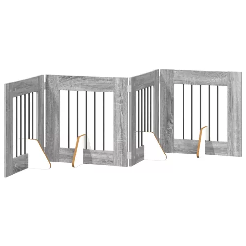  Kutyakerítés állványokkal 4 pcs Szürke Sonoma 60 x 60 cm