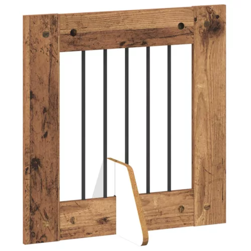  Kutyakerítés állványokkal 4 pcs Antik Fa 60 x 60 cm Szerelt Fa