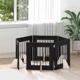    Kutyakerítés állványokkal 6 pcs Fekete Tölgy 60 x 60 cm