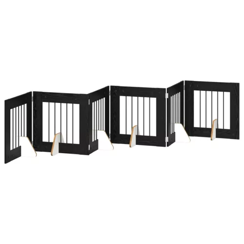  Kutyakerítés állványokkal 6 pcs Fekete Tölgy 60 x 60 cm