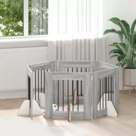    Kutyakerítés állványokkal 6 pcs Szürke Sonoma 60 x 60 cm