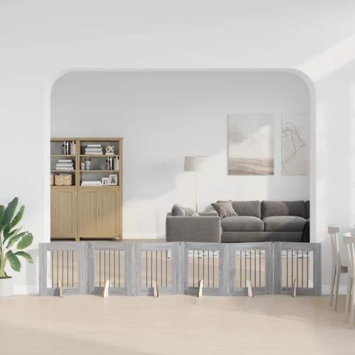  Kutyakerítés állványokkal 6 pcs Szürke Sonoma 60 x 60 cm
