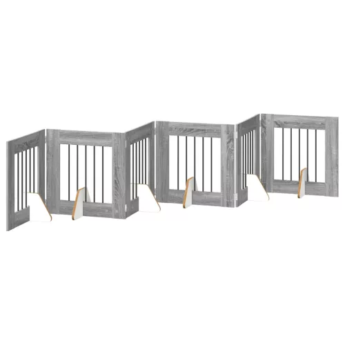  Kutyakerítés állványokkal 6 pcs Szürke Sonoma 60 x 60 cm