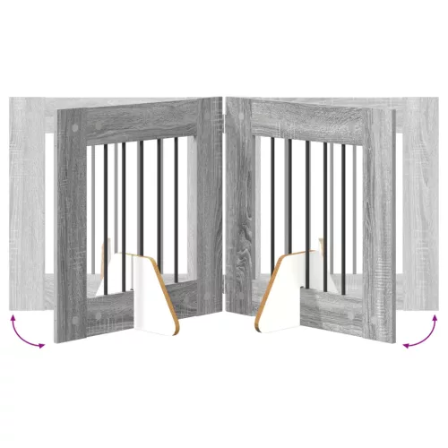  Kutyakerítés állványokkal 6 pcs Szürke Sonoma 60 x 60 cm