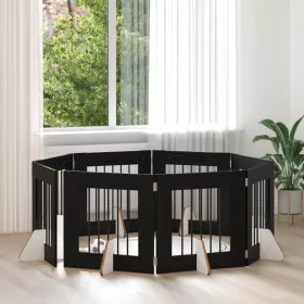    Kutyakerítés állványokkal 8 pcs Fekete Tölgy 60 x 60 cm