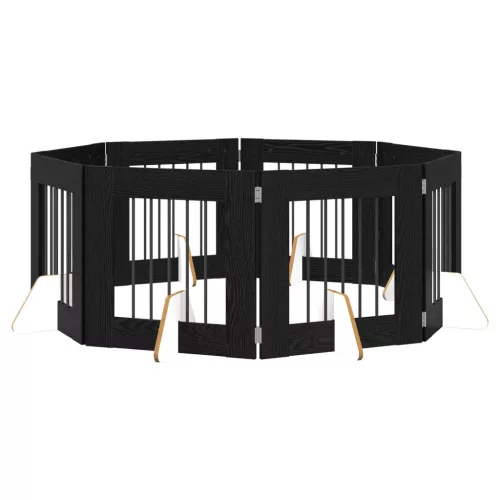  Kutyakerítés állványokkal 8 pcs Fekete Tölgy 60 x 60 cm