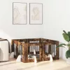  Kutyakerítés állványokkal 8 pcs Füstös Tölgy 60 x 60 cm