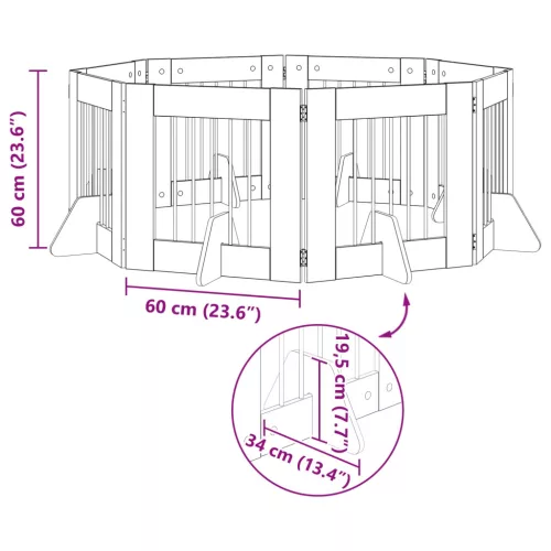  Kutyakerítés állványokkal 8 pcs Füstös Tölgy 60 x 60 cm