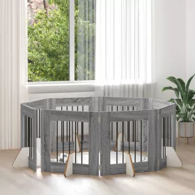    Kutyakerítés állványokkal 8 pcs Szürke Sonoma 60 x 60 cm