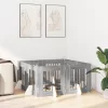  Kutyakerítés állványokkal 8 pcs Szürke Sonoma 60 x 60 cm