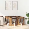  Kutyakerítés állványokkal 8 pcs Antik Fa 60 x 60 cm Szerelt Fa
